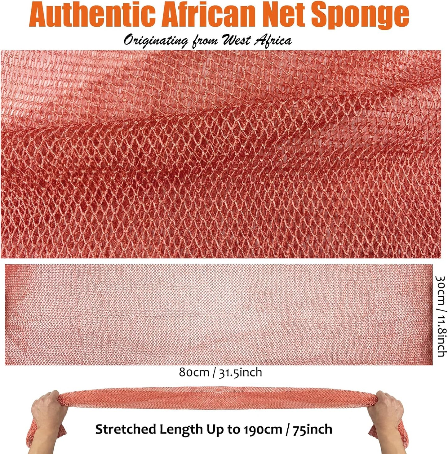 Unifab African Net Sponge Authentic Real African Exfoliating Net Bath Sponge Wash Cloth Exfoliating Washcloth African Net Cloth Body Scrubber for Shower Pink