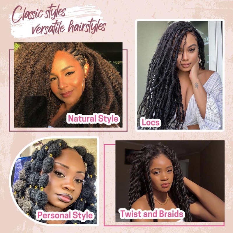 Marley Twist Braiding Hair 8 Packs Marley Twist Hair Cuban Twist Hair 24 Inch Afro Kinky Curly Twist Crochet Hair Cuban Twist Soft and Natural Hair 1B Black (1B, 30inch)