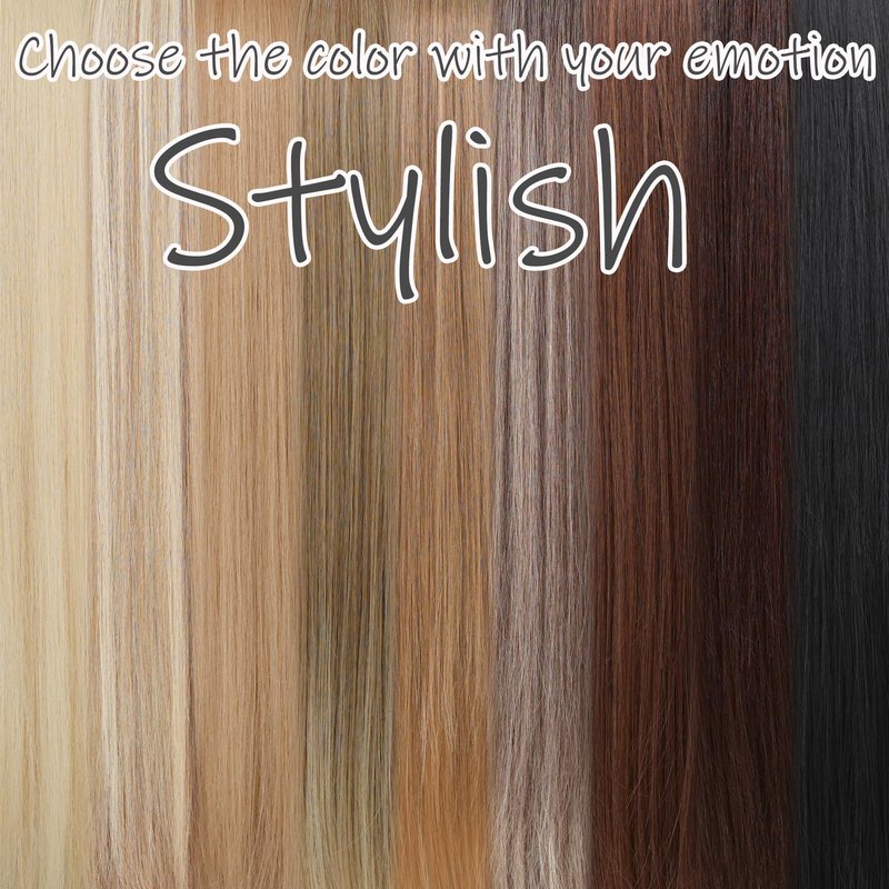 PARK YUN Blonde Highlight Wigs for Women 28 Inch Long Straight Synthetic Wig with Bangs Blonde Mix Brown Heat Resistant Silky Soft Fiber Glueless Full Wig for Daily Party Cosplay Use