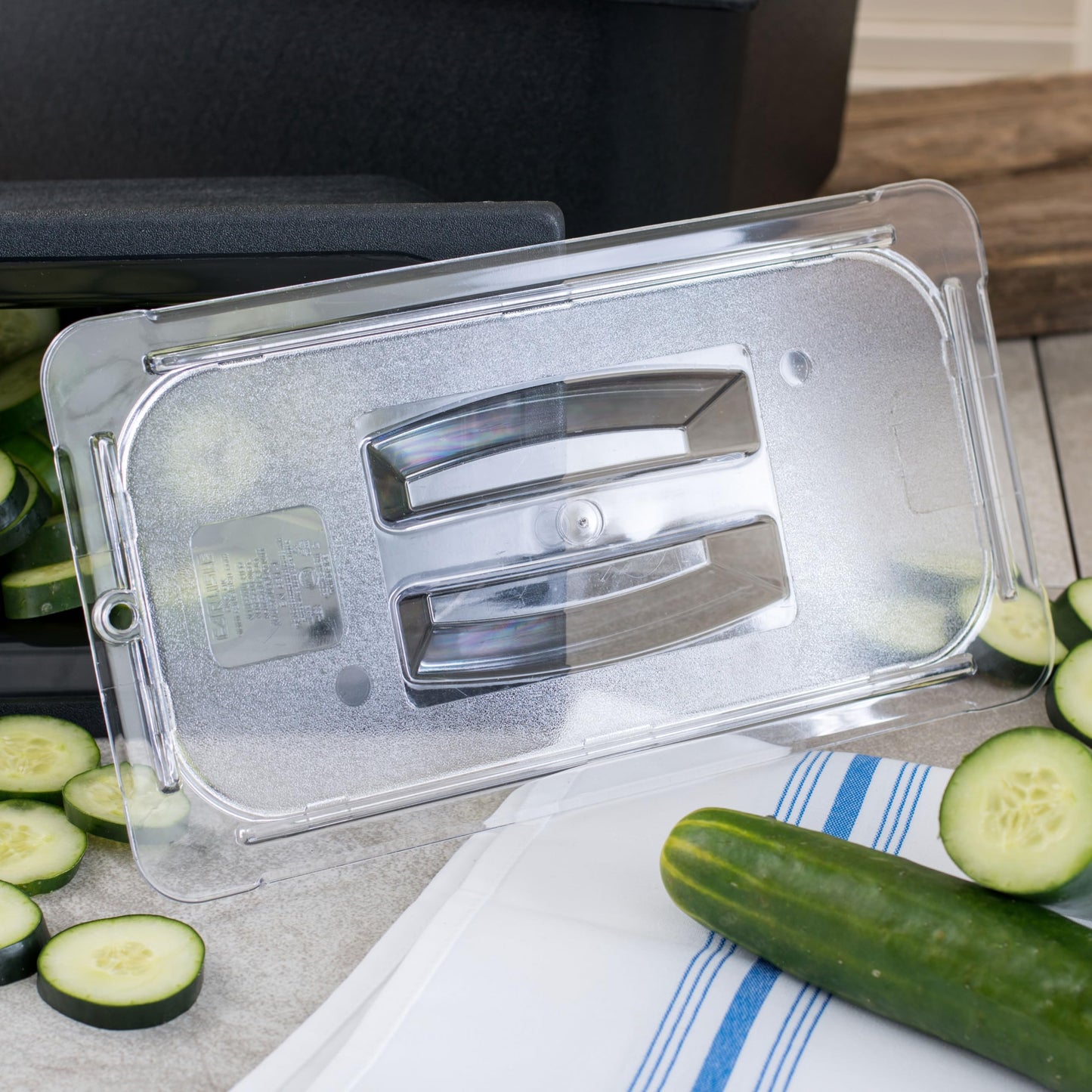 Carlisle FoodService Products 10270U07 StorPlus Third Size Polycarbonate Universal Handled Food Pan Lid, Clear