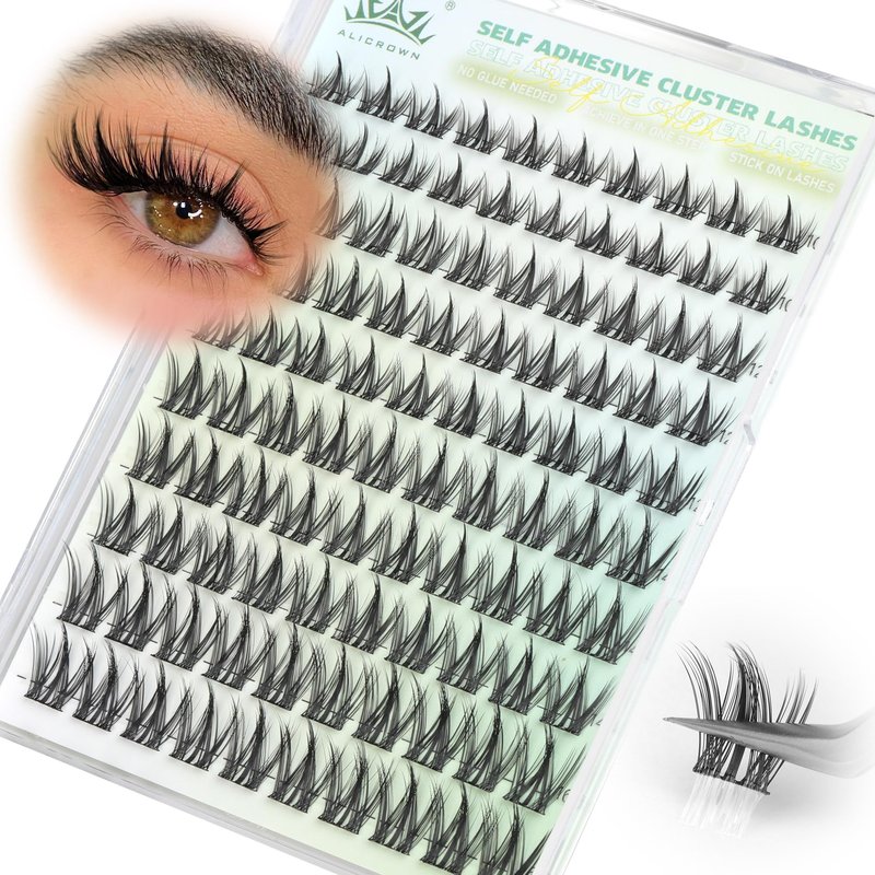 Self Adhesive Eyelashes Manga Lash Clusters 10MM-16MM No Glue Needed Eyelash Clusters Wispy Self Adhesive Lash Extensions Spiky Pre Glued Eyelash Extensions 100Pcs