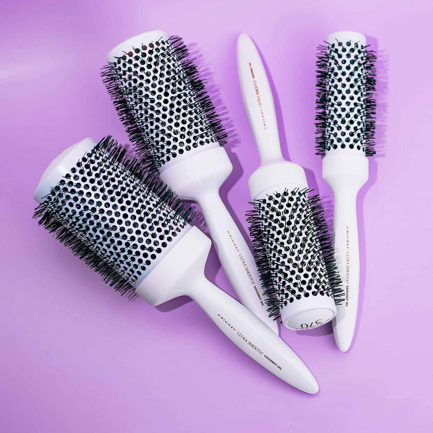 Cricket Ultra Smooth Coconut Thermal Hair Brush – 2.5” Ceramic Barrel, Coconut Oil and Keratin-Infused, Anti-Static Heat-Resistant Bristles, Textured Handle for Styling All Hair Types
