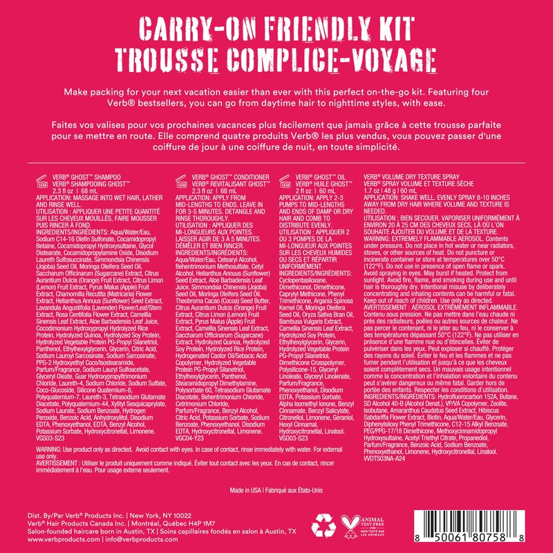 VERB Carry-on Friendly Kit, 4 pc - Bestsellers for Smooth Shine + Weightless Finish + Reduce Frizz