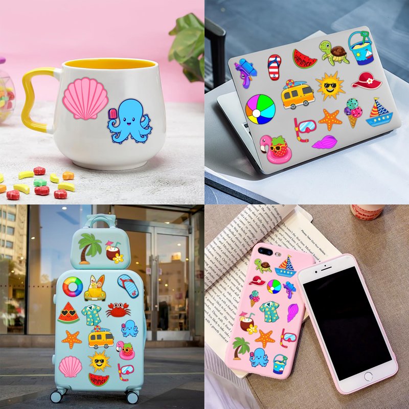 Cherisnowy 48PCS Beach Party Favors – 24PCS Temporary Pre - cut Tattoos & 24PCS Slap Bracelets – Summer & Ocean-Themed Birthday Supplies, Baby Shower Gifts, Classroom Rewards & Party Decor for Kids