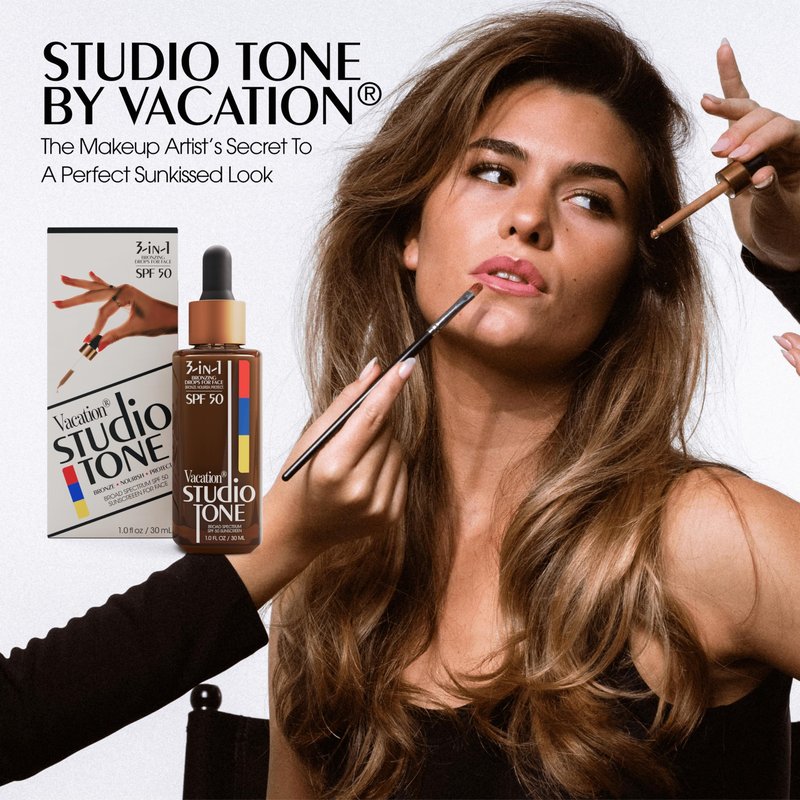 Vacation Studio Tone SPF 50 Bronzing Drops for Face, 1 Fluid Ounce - Bronzing Sunscreen, Sunkissed Glow, Face Sunscreen, Makeup-Friendly, Non-Comedogenic, Broad Spectrum, Vegan