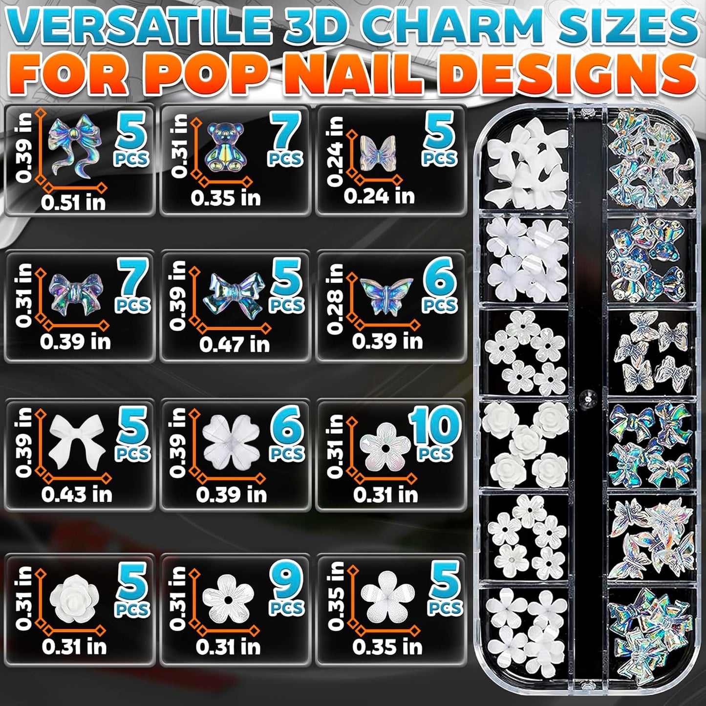 100 Pcs Silver Cross Nail Charms and Gems – 3D Acrylic Cross Charms for Nails for DIY & Professional Manicure – Easy-to-Apply & Durable Nail Decorations, Versatile for Y2K & Nail Studs