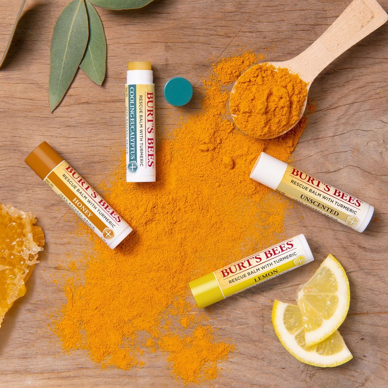 Burt's Bees Rescue Balm Unscented Lip Balm, With Antioxidant-Rich Turmeric, Tint-Free, Natural Origin Lip Care, 2 Tubes, 0.15 oz.