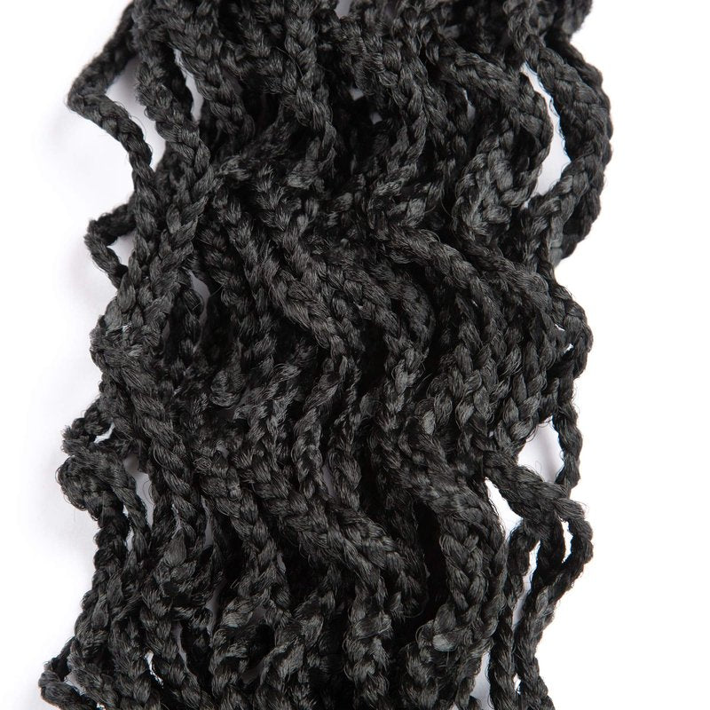 18 Inch Goddess Box Braids Crochet Braids Hair with Full Curly Braids Synthetic Premium Fiber Braiding Hair 5Packs/Lot 1B#