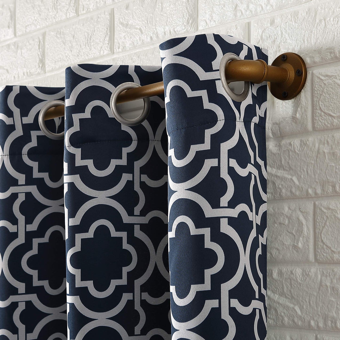 Sun Zero Barnett Trellis Blackout Grommet Curtain Panel, 40" x 63", Navy Blue
