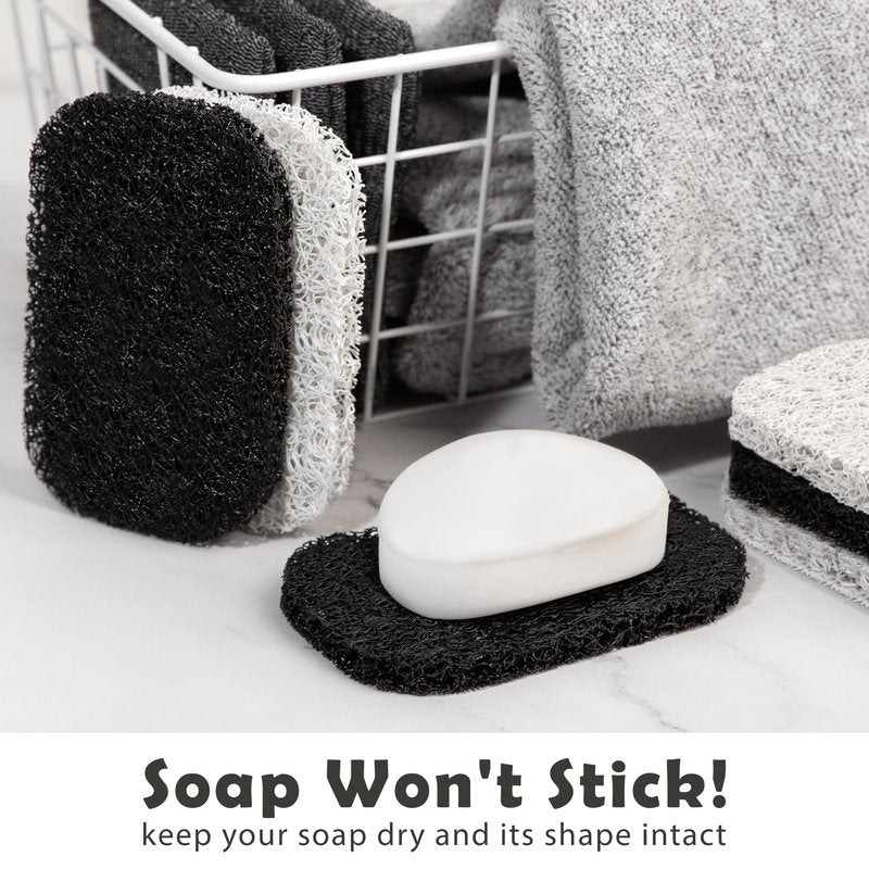myHomeBody Soap Pocket Squares Exfoliating Pouch, Body Scrubber, Exfoliator Sponge for Bath or Shower, or Leftover Bits Saver, Graphite Gray, 9 Pack + 6 Lift Pads