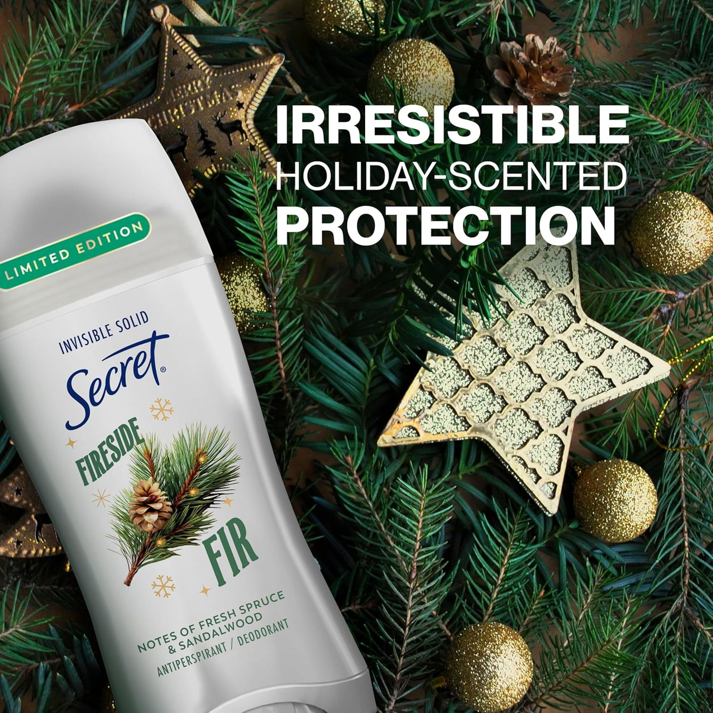Secret Fresh Antiperspirant Deodorant for Women, 72hr Breathable Sweat & Odor Protection, Instant Freshness & Gentle, PH Balancing Minerals, Invisible Solid, Sweet Nectarine Scent, 2.6 oz