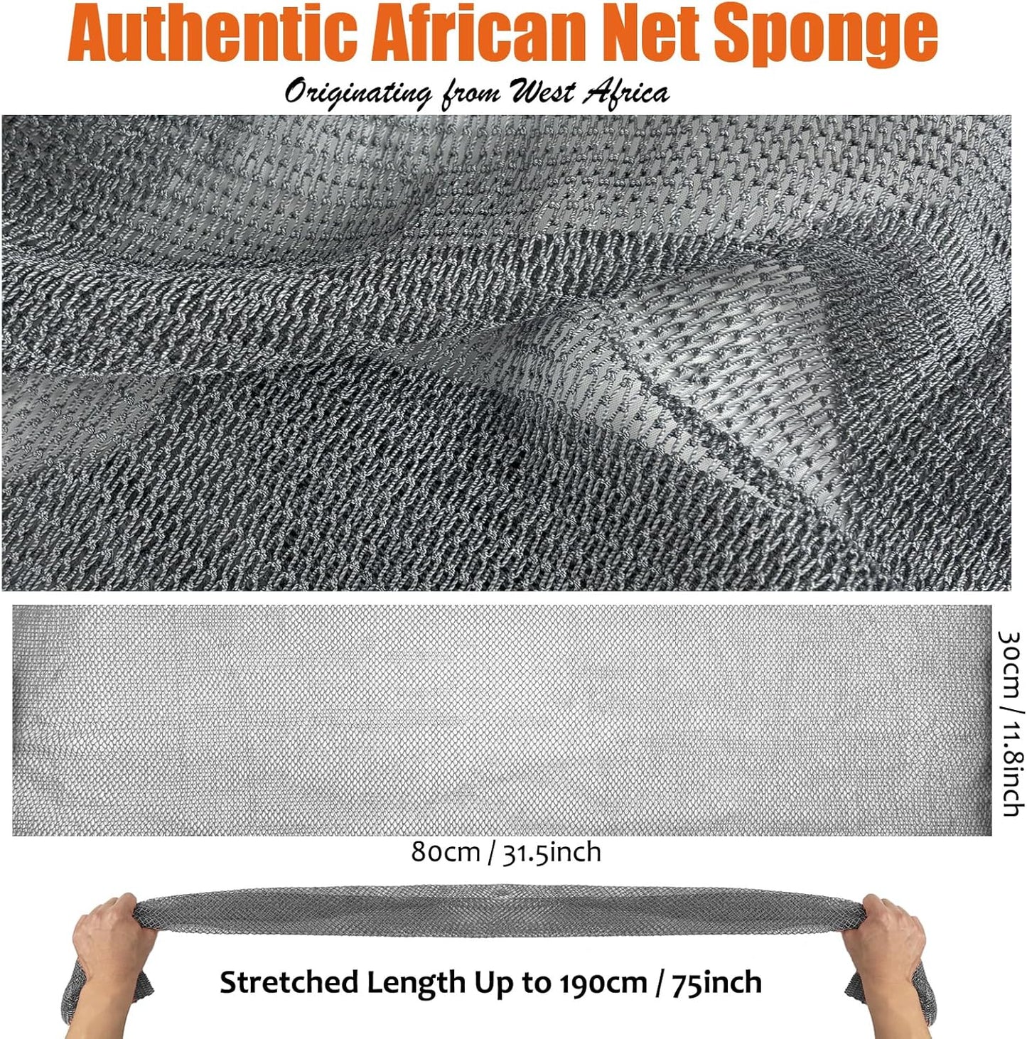 Unifab African Net Sponge Authentic Real African Exfoliating Net Bath Sponge Wash Cloth Exfoliating Washcloth African Net Cloth Body Scrubber for Shower Pink