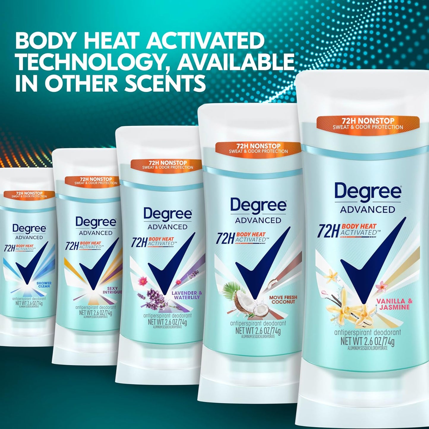 Degree Advanced Protection Antiperspirant Deodorant Sheer Powder for 72-Hour Sweat & Odor Control for Women, with Body Heat Activated Technology, 2.6 oz