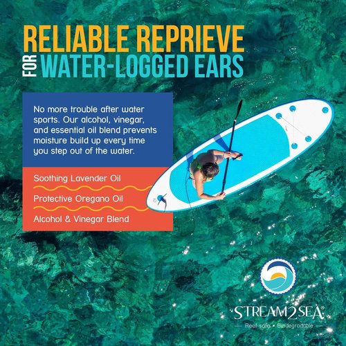 Stream2Sea Water Sport Ear Rinse for Swimmers, Divers and Surfers 1 Fl oz - Biodegradable Natural Ear Drops for Swimmers - Ear Drops with Oregano and Lavender Oils - to Keep Ears Healthy, 3 Pack