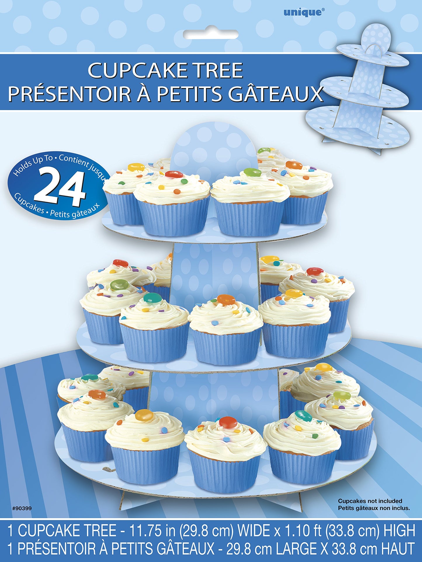 Baby Blue Cardboard Cupcake Stand - 12" (1 Count), Durable & Elegant Tiered Display - Perfect For Parties & Events