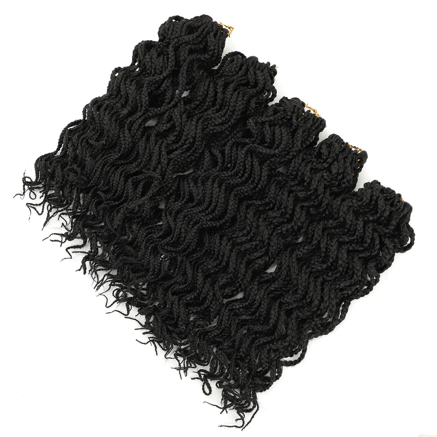 150 Strands Goddess Box Braids Crochet Hair Curly Braided Crochet Box Braiding Hair 14 Inch 3X Pre Looped Box Braid Crochet Braids Extensions 5 Packs Wavy Crochet Hair for Black Women