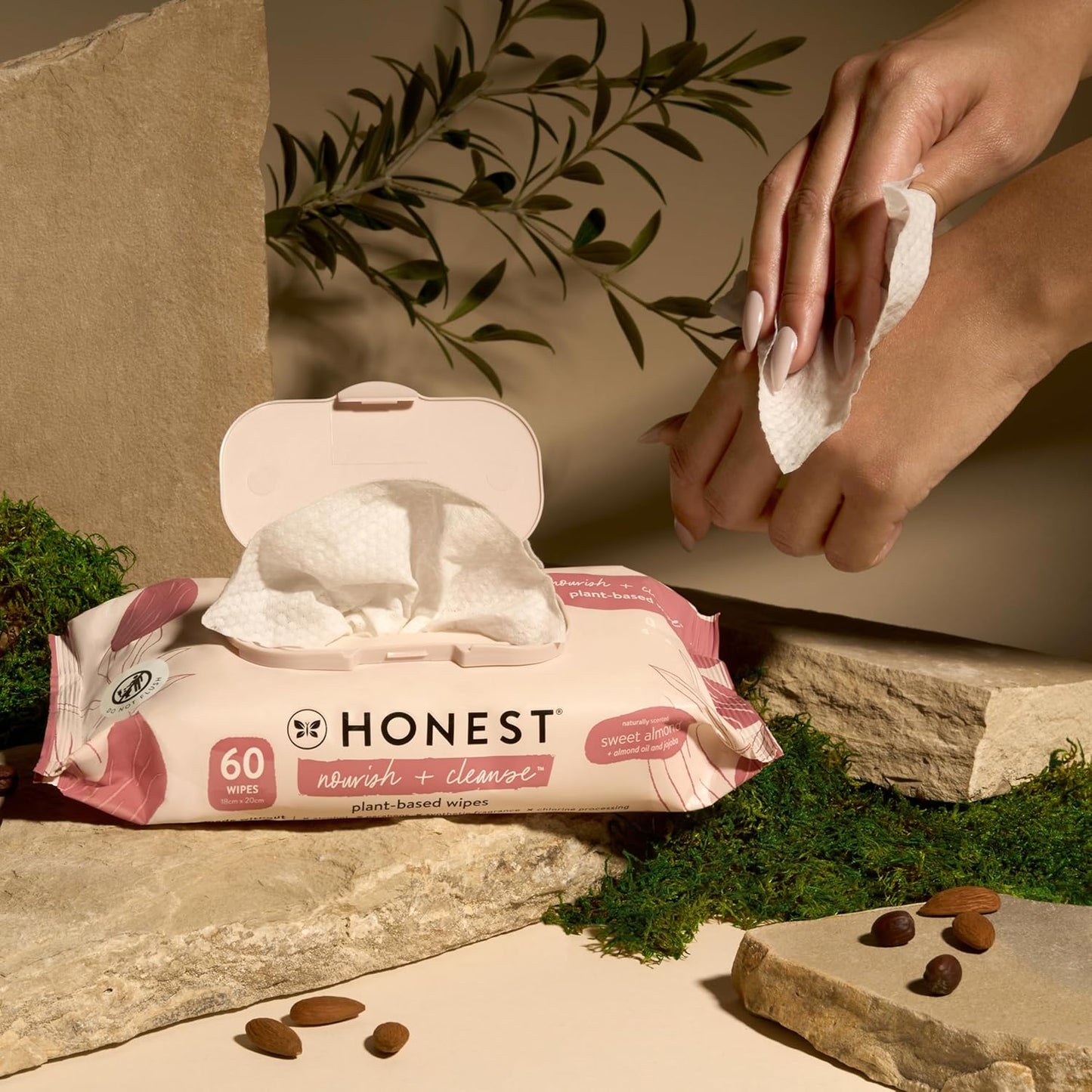 The Honest Company Hydrate + Cleanse Naturally Scented Wipes | Cleansing Multi-Tasking Wipes | 99% Water, Plant Based, Hypoallergenic | Aloe + Cucumber, 60 Count