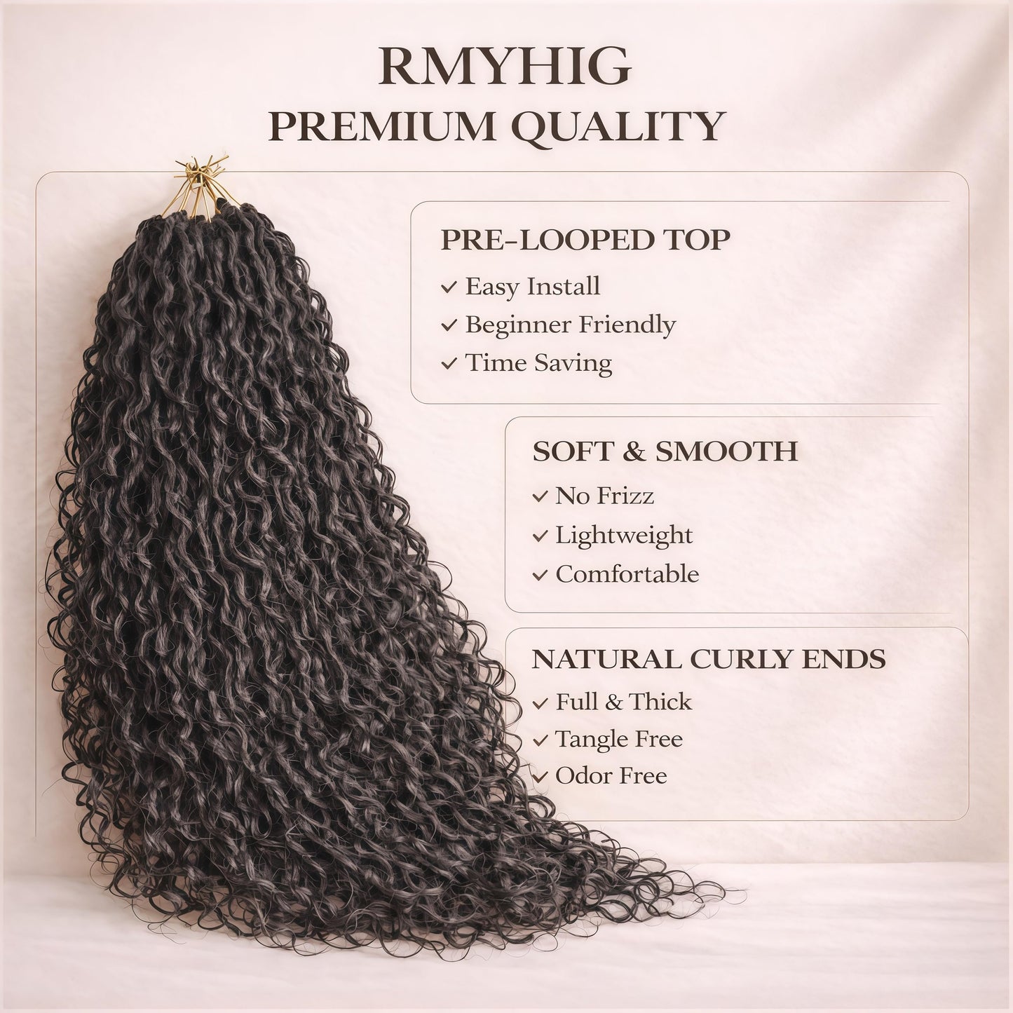 8 Packs Goddess Locs Crochet Hair for Black Women, 18 Inch Human Hair Mix Synthetic Pre-looped Boho Faux Locs with Curly Ends Long River Crochet Hair for Black Women Hair Extensions(1B,18 Inch)