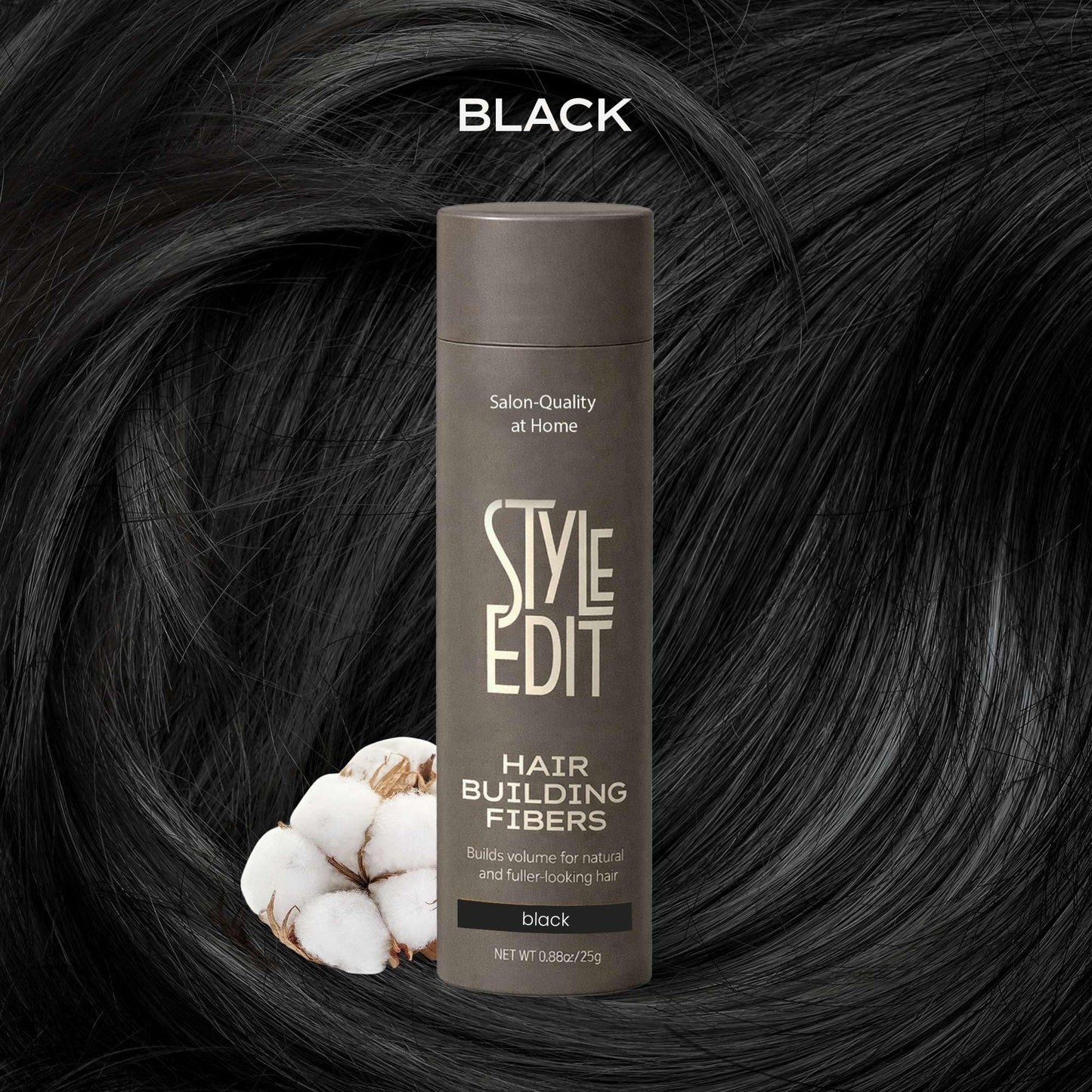 Style Edit Hair Building Fibers for Thinning Hair | Conceals Receding Hairlines, Fine Hair & Bald Spots | 100% Plant-Based Hair Thickening Powder for Men & Women, 0.88oz
