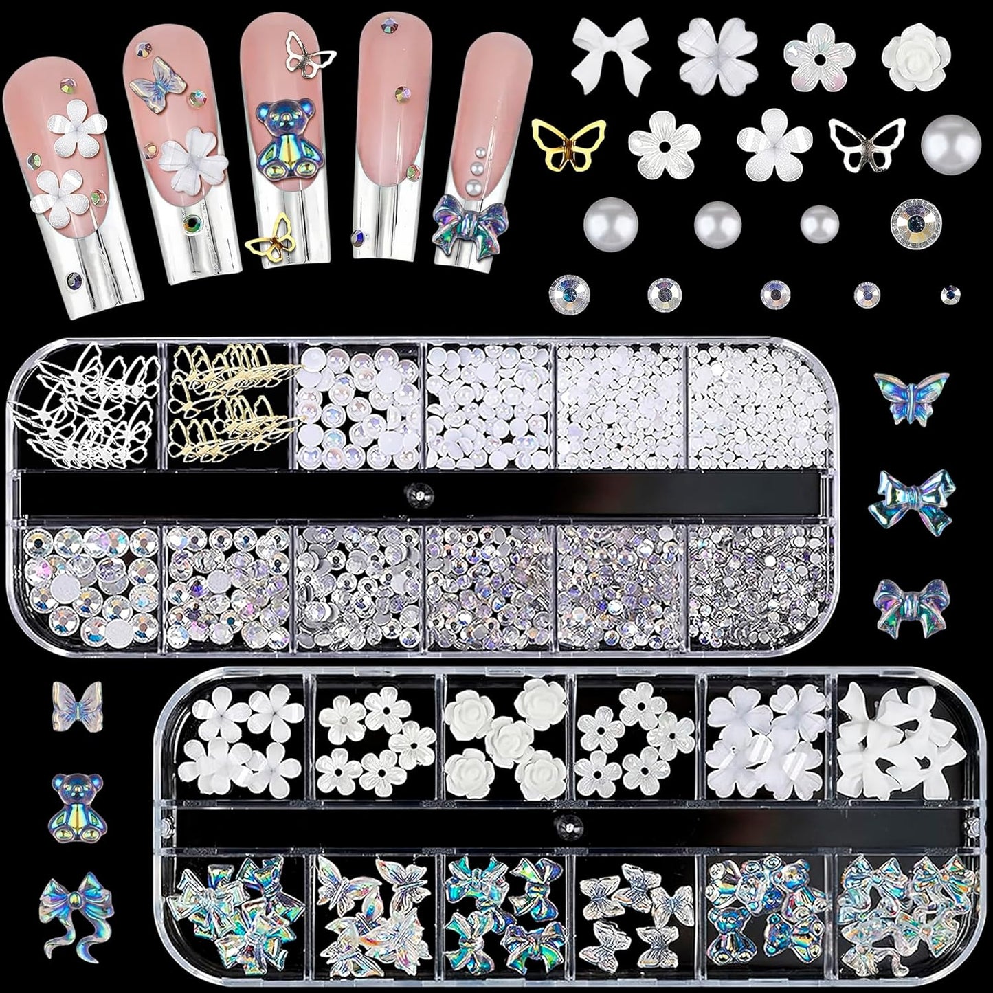 100 Pcs Silver Cross Nail Charms and Gems – 3D Acrylic Cross Charms for Nails for DIY & Professional Manicure – Easy-to-Apply & Durable Nail Decorations, Versatile for Y2K & Nail Studs