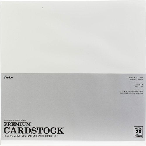 Darice GX-2200-18 20-Piece Card Stock Paper, 12 by 12-Inch, White