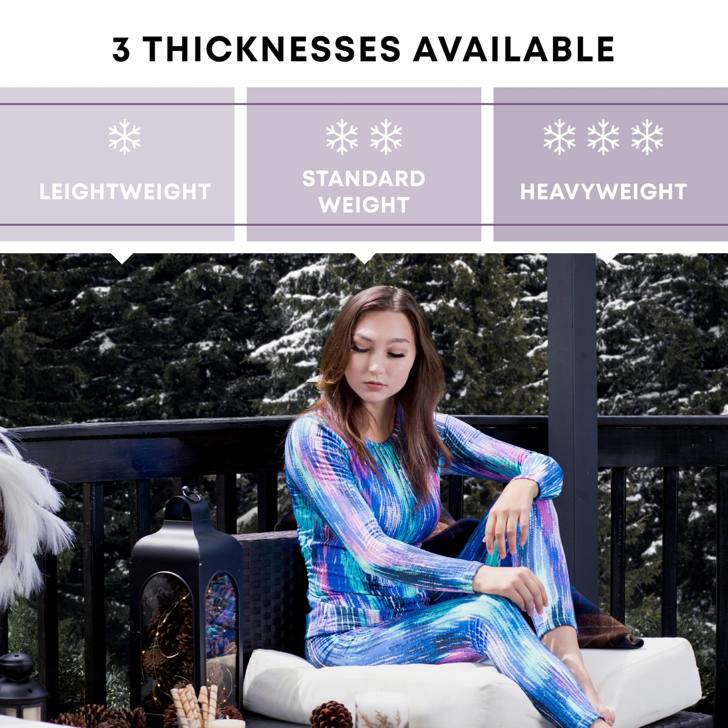 Rocky thermal underwear women long johns womens thermals top bottom set fleece lined under wear clothes base layer thermals women cold weather winter ski (Zig Zag Design - Medium)