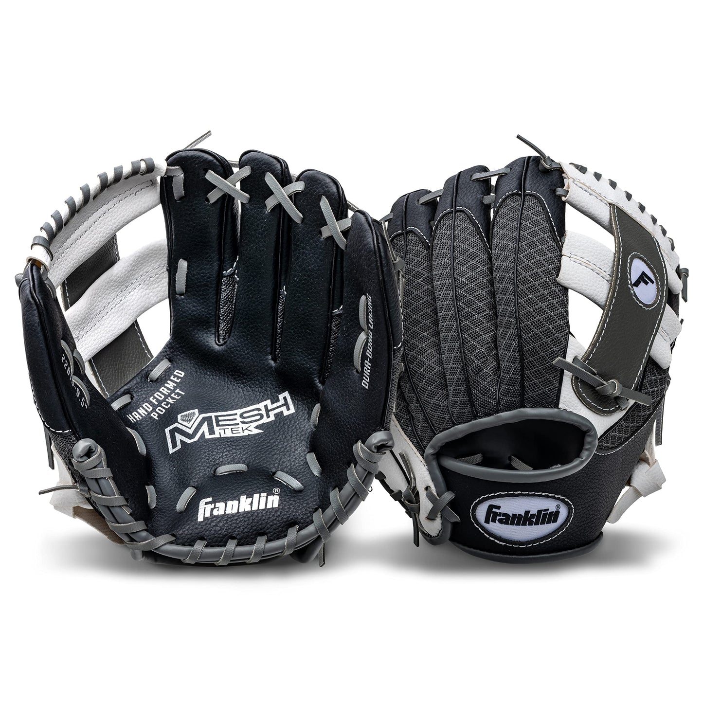Franklin Sports Kids Baseball Gloves - Meshtek Child's Tball Glove + Ball Set - Boys + Girls Teeball Mitt Set - Kids + Toddler - Right Hand Throw - 9.5",Black/Graphite/White