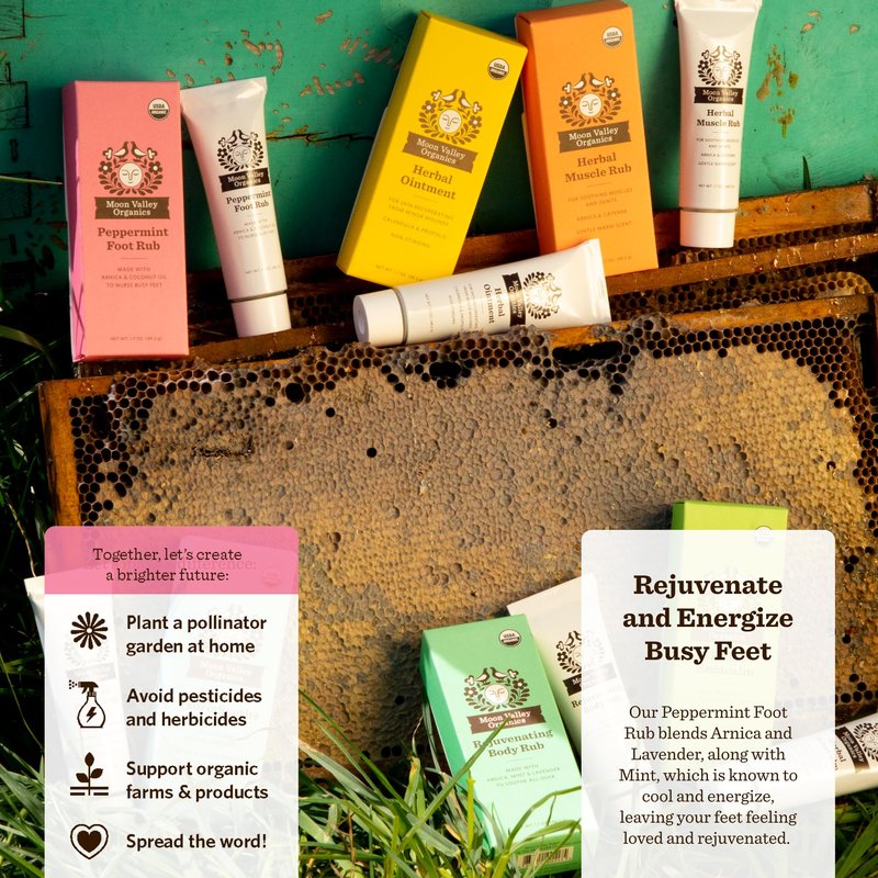 Moon Valley Organics Peppermint Foot Balm – Organic Cooling Foot Rub with Lavender, Arnica and Mint