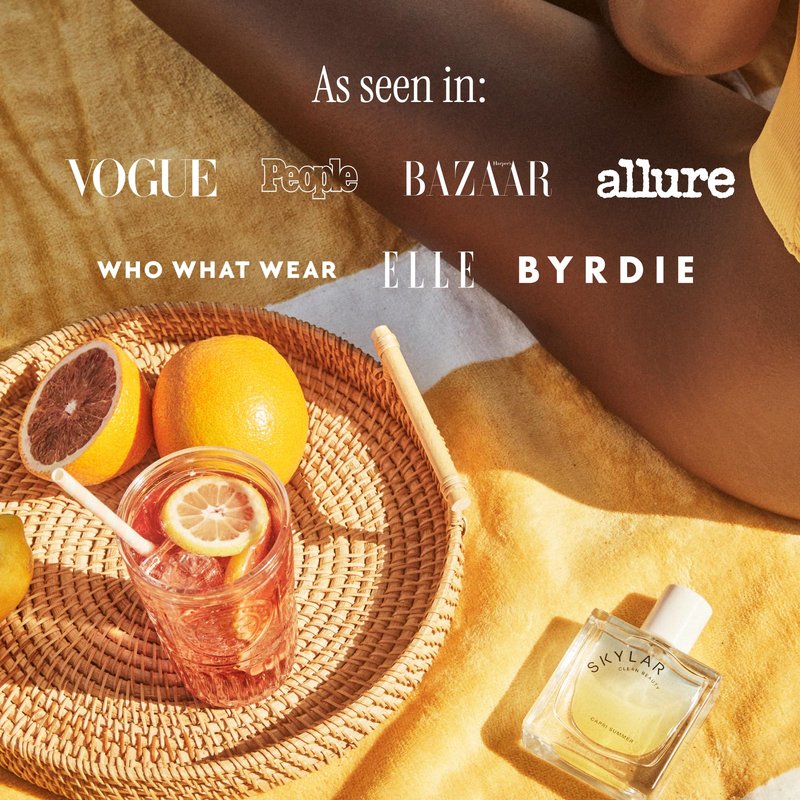 Skylar Capri Summer Travel Spray for Women - Mini Fruity Citrus Perfume, Grapefruit, Blood Orange & Bergamot Notes - Hypoallergenic, Vegan, Clean Fragrance for Sensitive Skin - 10mL / 0.33 Fl oz