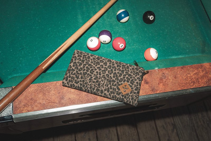Revelry Supply Broker - Water Resistant, Padded, Lockable, Pocket Size Bag, Pouch With Carbon Filter System 11” x 6" - 0.5L (Leopard)
