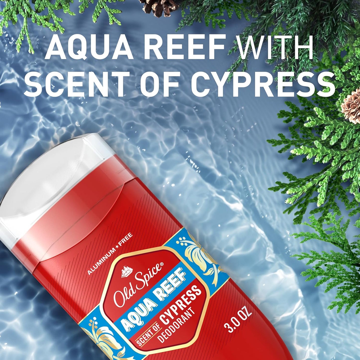 Old Spice Aluminum Free Deodorant for Men, 24/7 Odor Protection, 24/7 Freshness & Lasting Scent, Aqua Reef with Cypress Scent, 3.0 oz