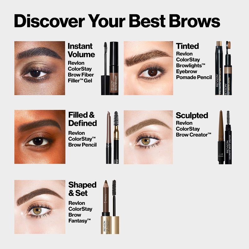 Revlon Eyebrow Gel & Pencil, ColorStay Brow Fantasy 2-in-1 Eye Makeup, Longwearing with Precision Tip, 108 Light Brown, 0.04 Oz