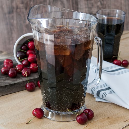 Carlisle FoodService Products Crystalite Tall Pitcher Rounded Pitcher for Restaurants, Catering, Kitchens, Plastic, 60 Ounces, Clear