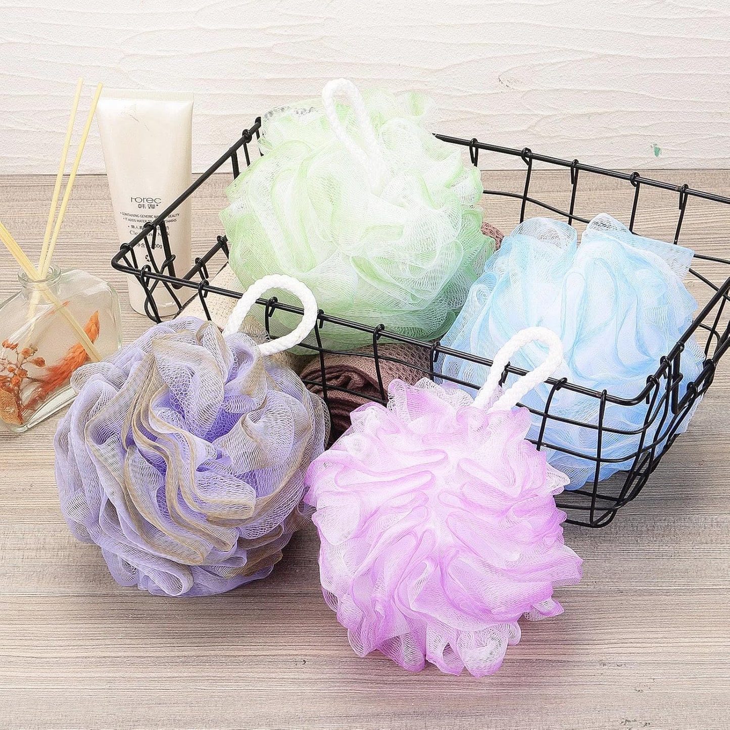 Bath Loofah Shower Sponge Pouf Body Scrubber Exfoliator Scrubber Ball (Set of 6)