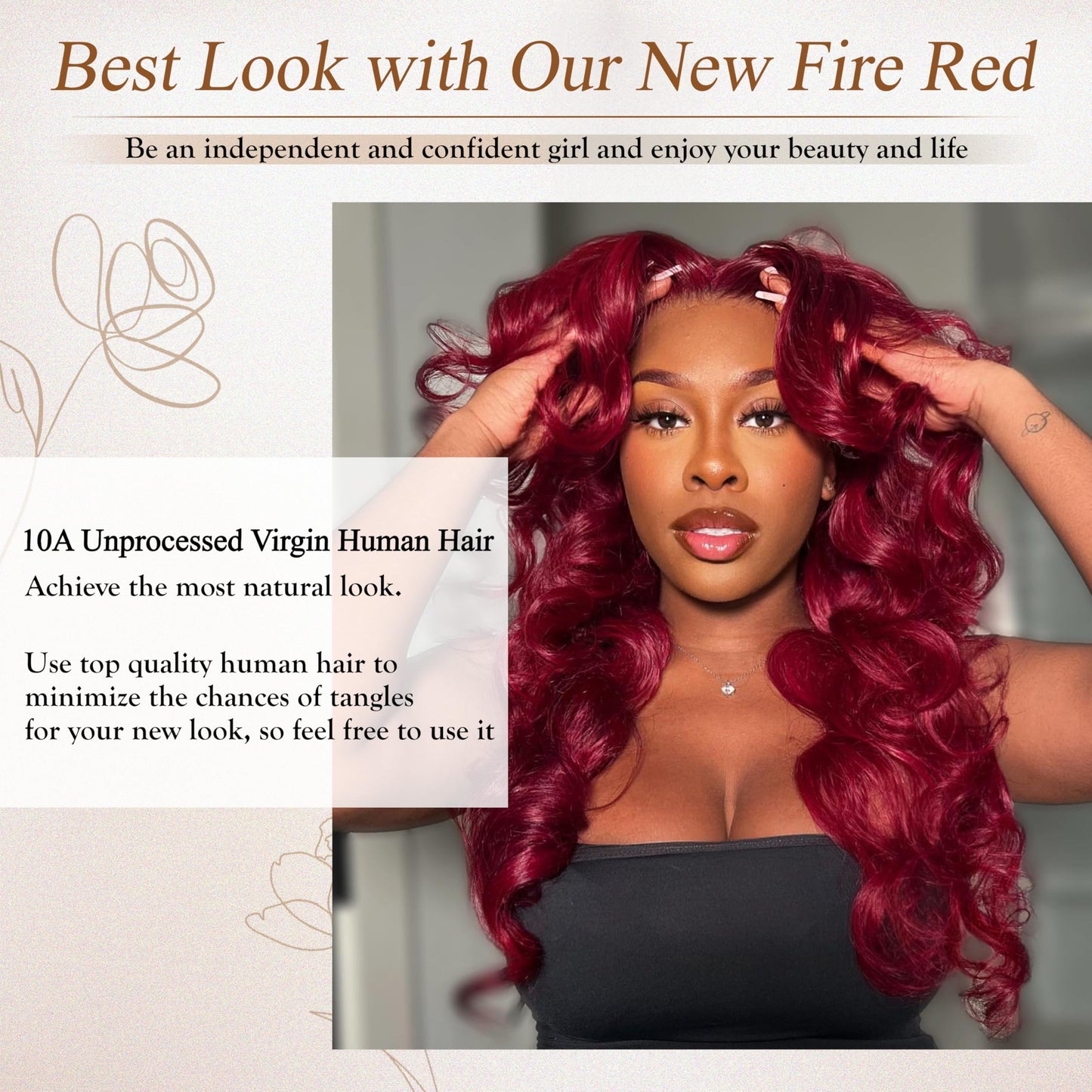 Anmetan Red Burgundy Bundles Human Hair Body Wave, 12A Colored Bundles Human Hair 100% Unprocessed Remy Hair, Soft and Thick Burgundy Cherry Red 99J Single Wavy Sew in Quick Weave Double Weft 14 Inch
