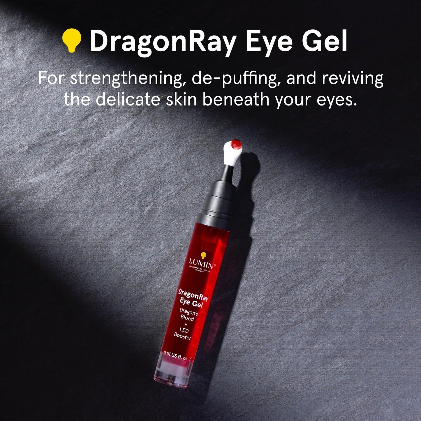 Lumin DragonRay Eye Gel for Red Light Therapy, Dark Circles Under Eye Treatment & Puffiness, Under Eye Serum with Copper Tripeptides, Hyaluronic Acid & Caffeine, Anti-Aging, Vegan, 0.51oz (15ml)