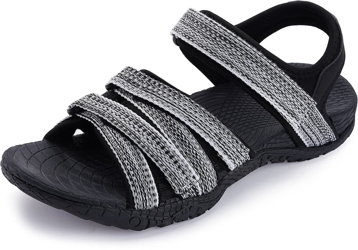 WHITIN Women's Hiking Sandals with Arch Support Plantar Fasciitis Sole Sport Size 7 Traps Adjustable Hooks Camping Resistant Soft WhiteMulti 37