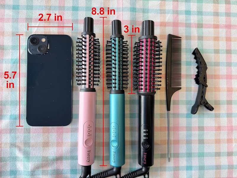 Mini Thermal Brush - 3 Temperature Adjustable Heated Round Brush for Short Hair | Travel Size Curling Iron, Pink 3/4 Inch