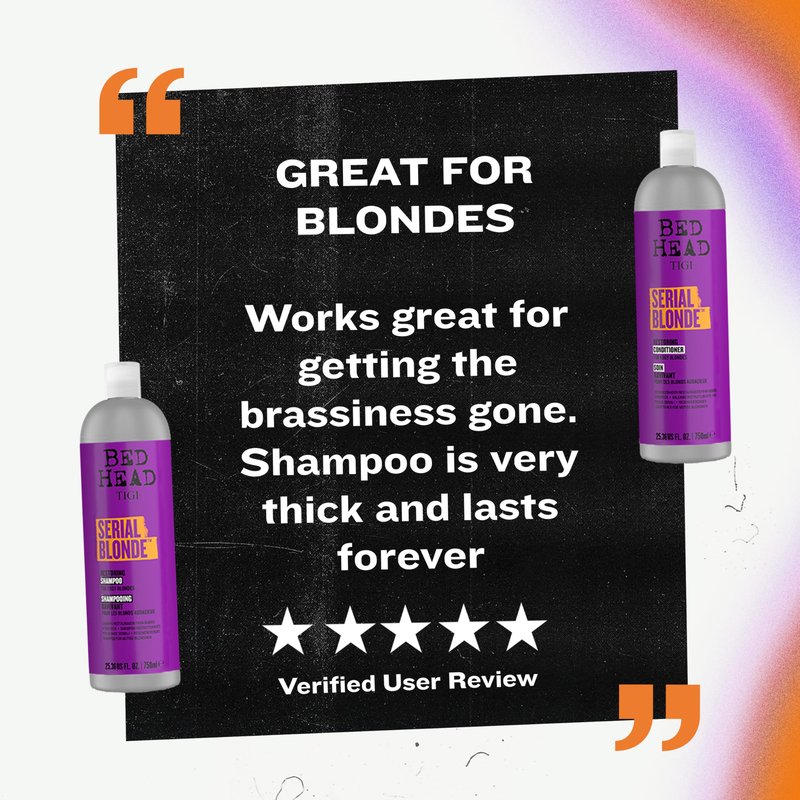TIGI Bed Head Serial Blonde Restoring Shampoo & Conditioner Set for Damaged Blonde Hair, Hydrolyzed Keratin, 25.36 fl oz, 2 Pack