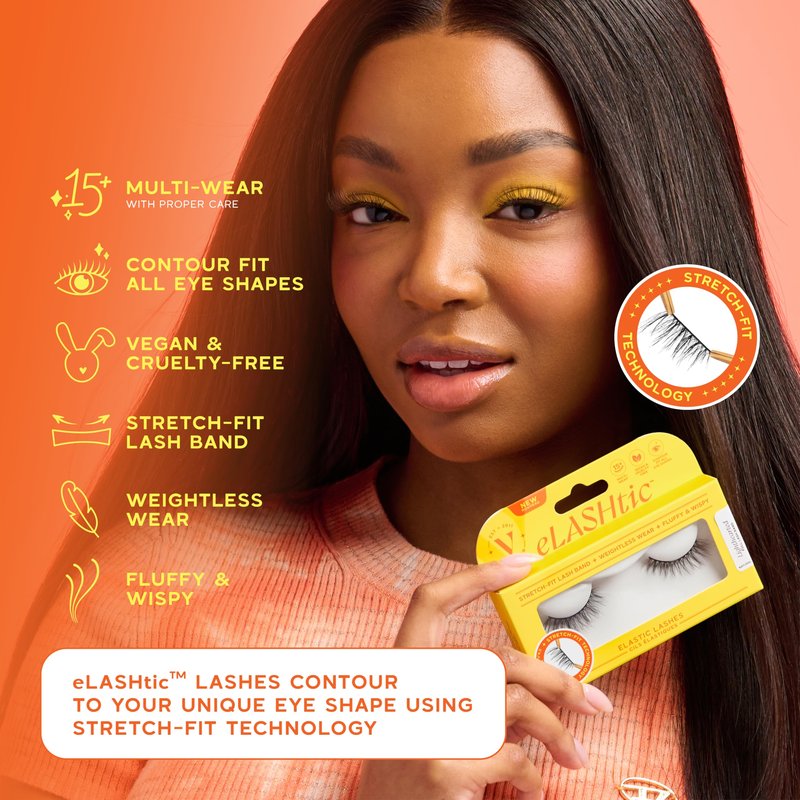 eLASHtic™ Lashes, Half Lashes, Strip Eyelashes, Natural Wispy Lashes, Fake Eyelashes, Elastic Lash Band, Flared & Natural Volume (Lover) Half Lash