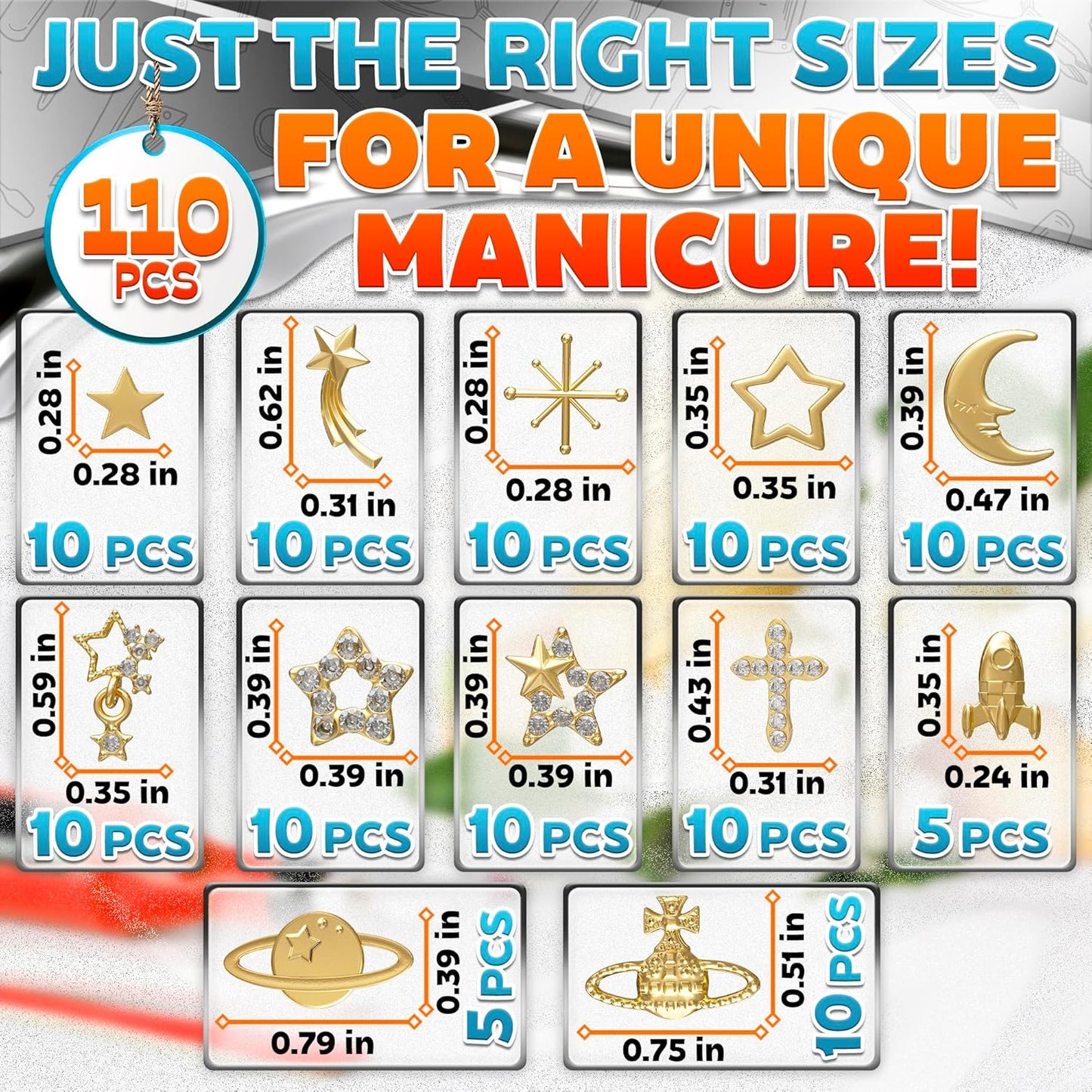 100 Pcs Silver Cross Nail Charms and Gems – 3D Acrylic Cross Charms for Nails for DIY & Professional Manicure – Easy-to-Apply & Durable Nail Decorations, Versatile for Y2K & Nail Studs