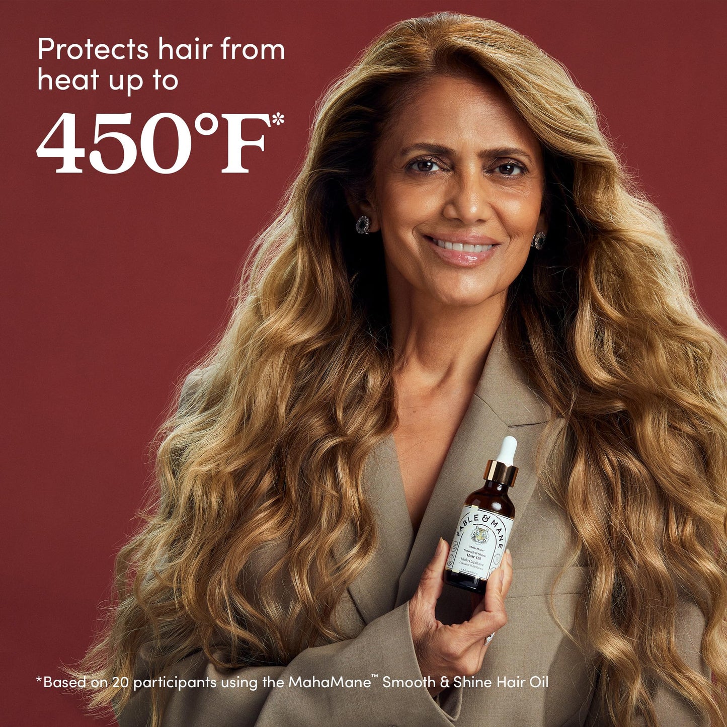 Fable and Mane MahaMane Smooth & Shine Hair Serum - Protective Oil Treatment for Dry, Damaged Hair. 1.8FL oz