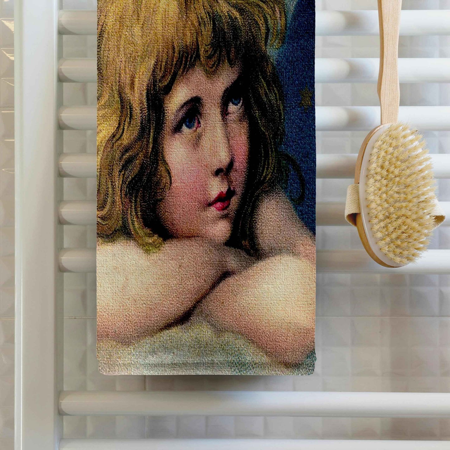 3D Rose Image of Victorian Angel Close-up with Canvas Effect Hand Towel, 15" x 22", Multicolor
