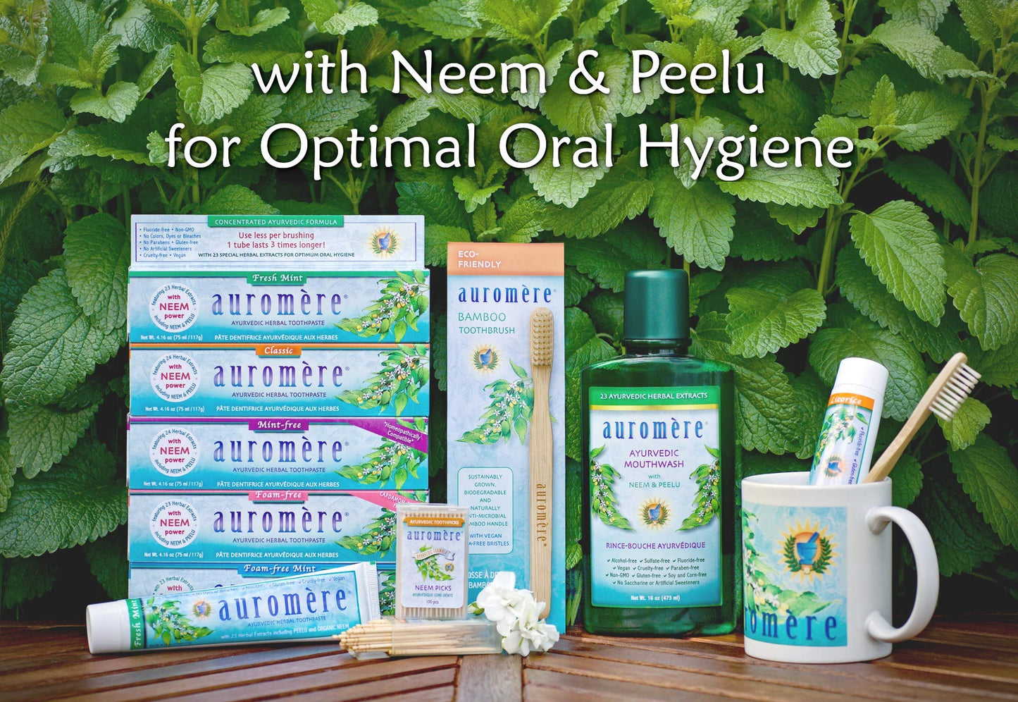 Auromere Ayurvedic Herbal Neem & Clove Toothpaste - All Natural Fluoride Free Toothpaste for Adults and Kids, Suitable for Sensitive Teeth, SLS-Free, Non GMO, Vegan, Cruelty-Free - 5 Pack