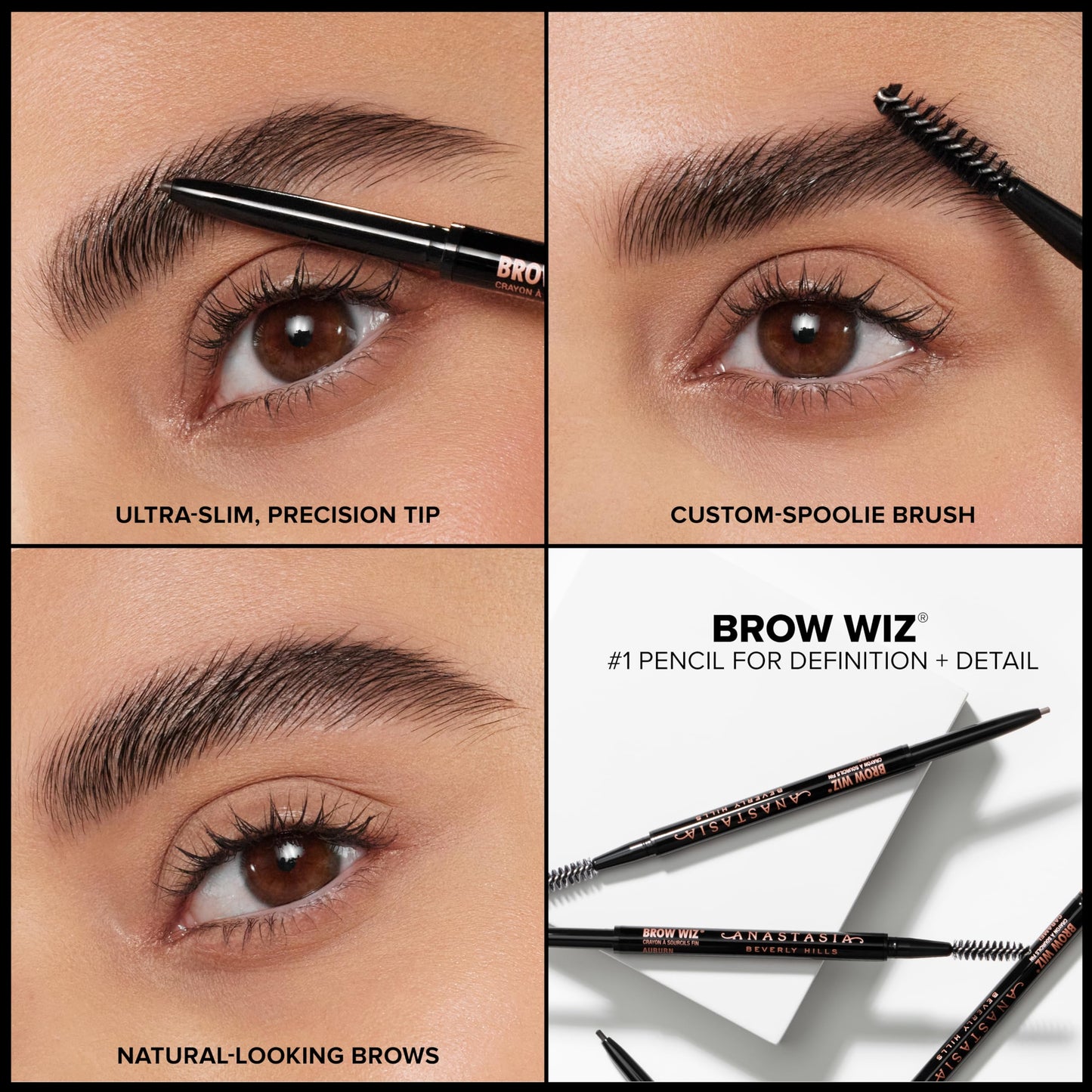 Anastasia Beverly Hills Brow Wiz - Ultra-Slim Retractable Eyebrow Pencil for Hair-Like Strokes, Natural Precision Definition, Longwear Waterproof Smudge-Proof for Filling & Shaping Brows - Caramel