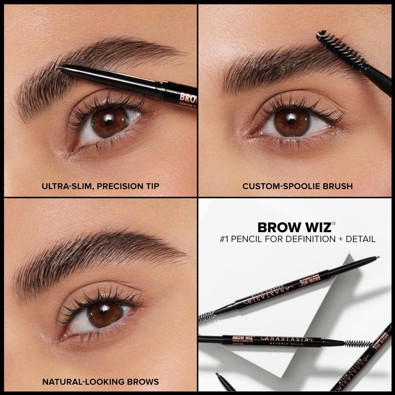Anastasia Beverly Hills Brow Wiz - Ultra-Slim Retractable Eyebrow Pencil for Hair-Like Strokes, Natural Precision Definition, Longwear Waterproof Smudge-Proof for Filling & Shaping Brows - Caramel