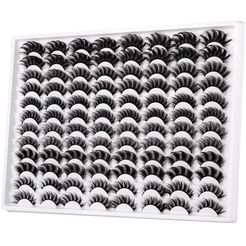 False Eyelashes 48 Pairs 6 Styles Mixed Fake Eye Lashes Bulk Wholesale Dramatic Thick 5D Wispy Strip Faux Mink Eyelashes Multipack