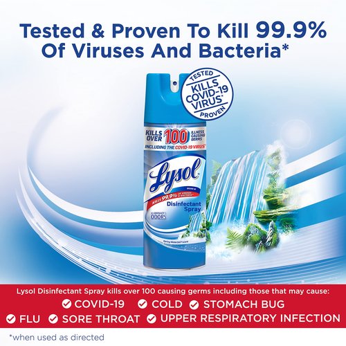 Lysol Sanitizing and Antibacterial Spray for Disinfecting and Deodorizing, Spring Waterfall, 12.5 Fl Oz