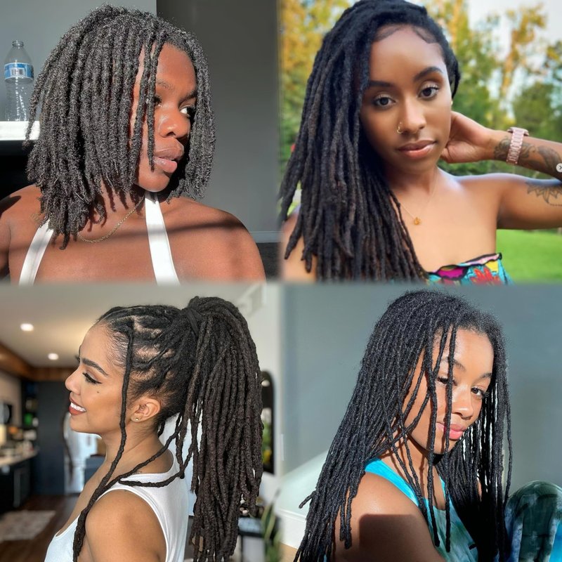 Loc Extension Human Hair 0.4cm Width 6inch 40 Strands 100% FUll Handmade Permanent Dreadlock Extension Human Hair for Women/Men/Kids Can Be Dyed Bleached Curled (Width 0.4cm Natual Black)