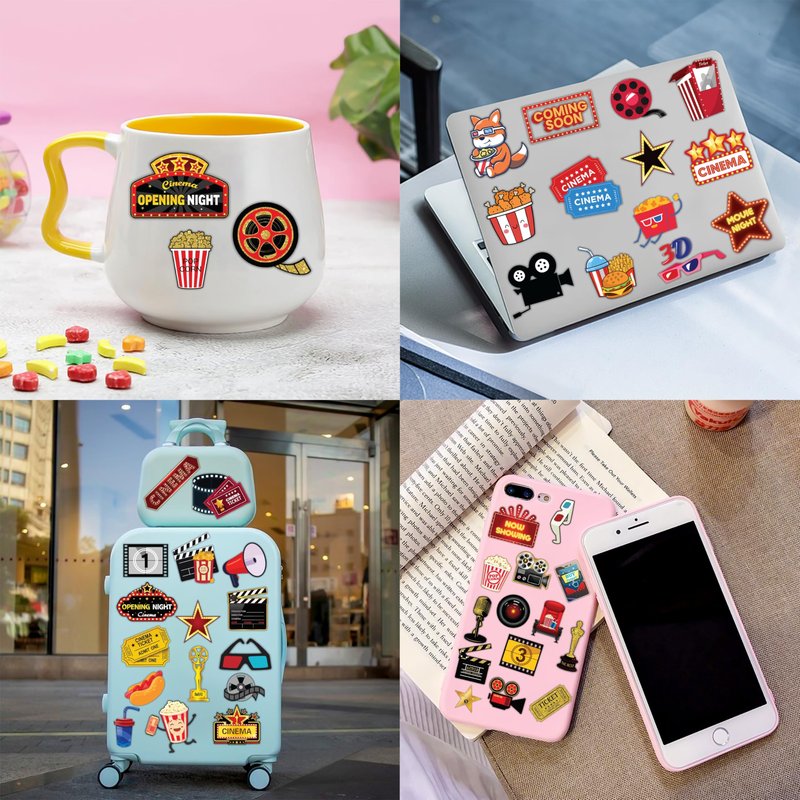 72PCS Movie Night Party Set - 48PCS Temporary Pre - Cut Tattoos & 24PCS Slap Bracelets - Fun Birthday Supplies, Baby Shower Gifts, Classroom Rewards & Movie-Themed Decor for Kids (Boys & Girls)